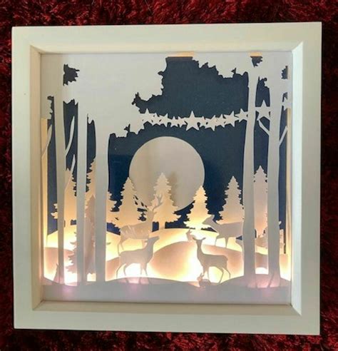 how to make wooden shadow box with electric light lamp|free printable light box template.